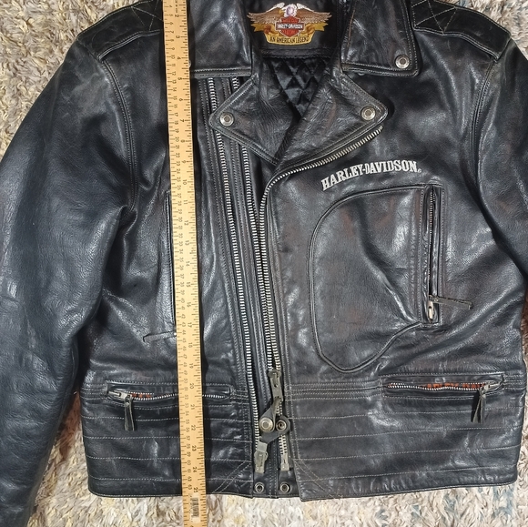 Vintage Harley Davidson Leather Jacket D Pocket Embroidered Double Zipper - Picture 13 of 15